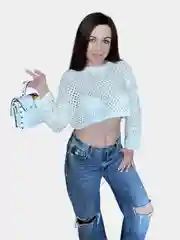 Белый кофта сетка женская укороченная, топ сетка паутинка, накидка с длинными рукавами на топ