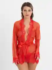 Красный халат женский домашний