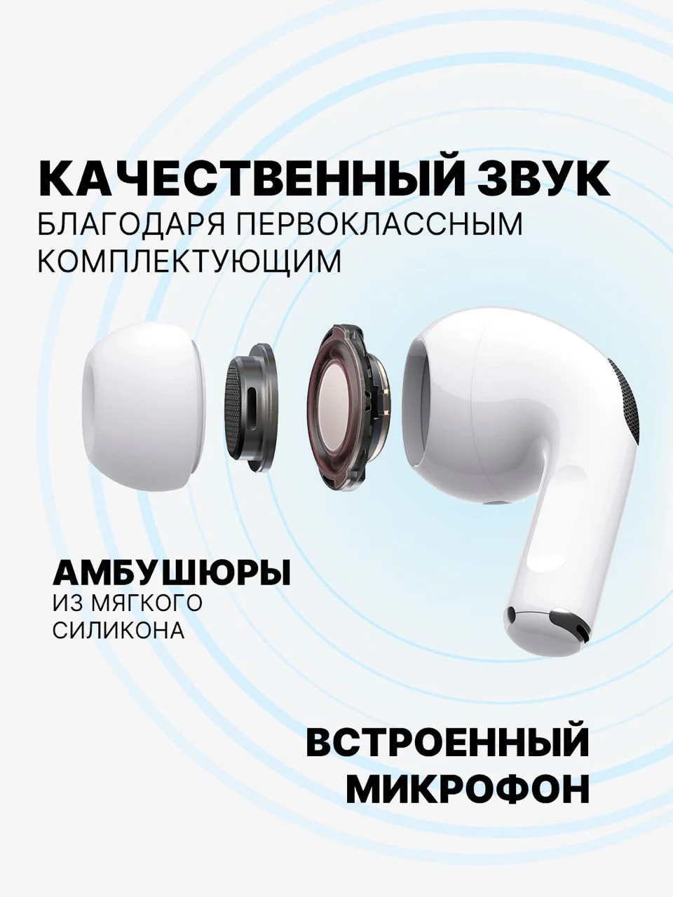 Беспроводные наушники AiPods Pro, с шумоподавлением и прозрачностью, Bluetooth, сенсорные