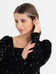 Черный женское вечернее платье с пайетками