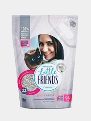 Наполнитель растительный комкующийся для туалета кошек Little Friends Tofu Carbon, 2,5 кг