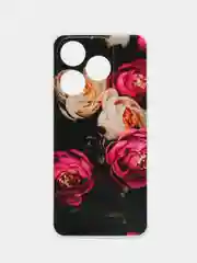 Кораллово-розовый силиконовый чехол на Tecno Spark 10/10C / Текно Спарк 10/10С прозрачный, с рисунком