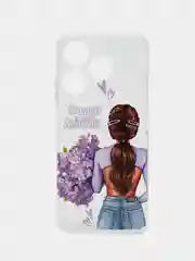 Сиреневый силиконовый чехол на Tecno Spark 10/10C / Текно Спарк 10/10С прозрачный, с рисунком