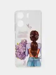 Сиреневый чехол на Xiaomi Redmi 13C/Poco C65 / Сяоми Редми 13C/Поко С65 прозрачный, защита камеры