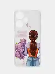 Сиреневый силиконовый чехол на Infinix Hot 30i / Инфиникс Хот 30i прозрачный, с рисунком