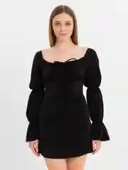 Черный женское плaтье крестьянкa вечернее, мини