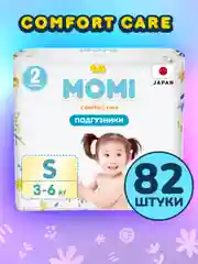 MOMI Comfort Care подгузники S (3-6 кг), 82 шт