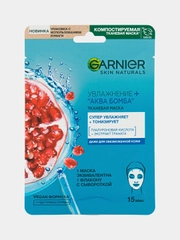 Garnier Тканевая маска для лица Увлажнение+Аква Бомба c гиалуроновой, П-Анисовой кислотами