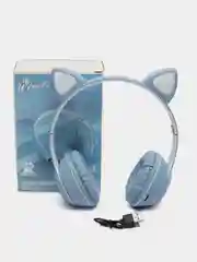 Голубой беспроводные наушники Bluetooth, со светящимися ушками, детские