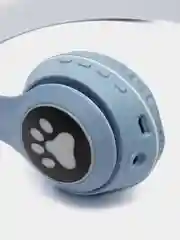 Голубой беспроводные наушники Bluetooth, со светящимися ушками, детские