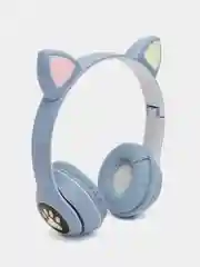 Голубой беспроводные наушники Bluetooth, со светящимися ушками, детские