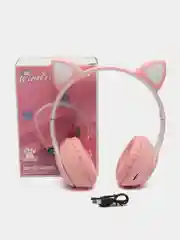 Розовый беспроводные наушники Bluetooth, со светящимися ушками, детские