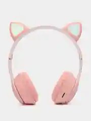 Розовый беспроводные наушники Bluetooth, со светящимися ушками, детские