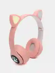 Розовый беспроводные наушники Bluetooth, со светящимися ушками, детские