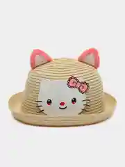 Молочный детская соломенная шляпа и сумочка с котенком,комплект,  детская панама