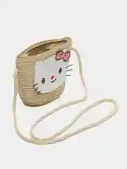 Молочный детская соломенная шляпа и сумочка с котенком,комплект,  детская панама