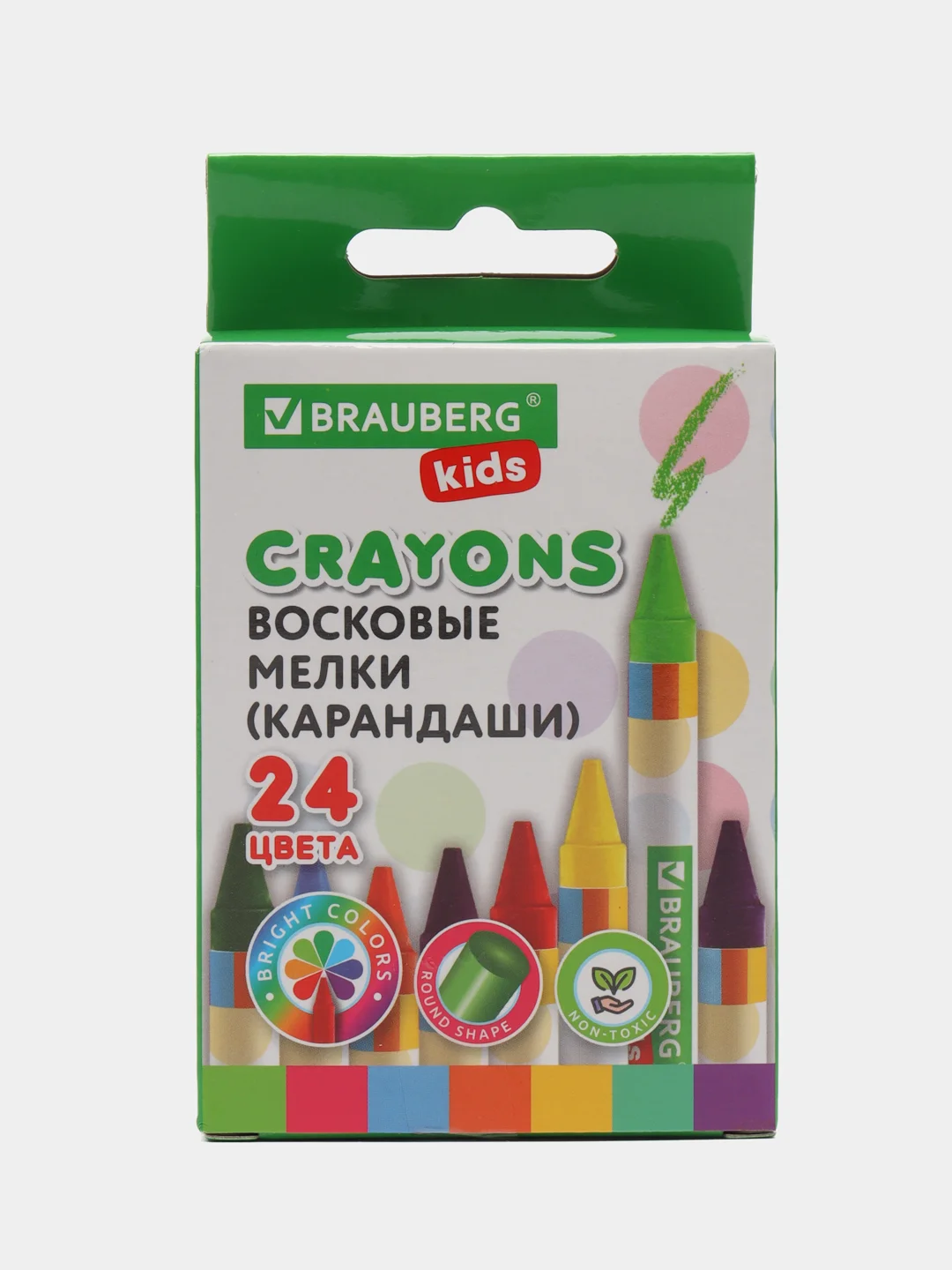 Восковые мелки для рисования Brauberg Kids, Набор 24 цвета, 271697