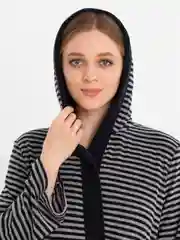 Тёмно-серый халат на запах с капюшоном арт. 222