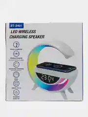 Белый лампа RGB, с беспроводной зарядкой, часами, колонкой