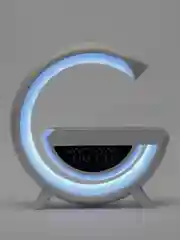 Белый лампа RGB, с беспроводной зарядкой, часами, колонкой