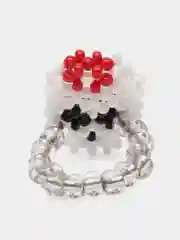 Белый кольцо череп из бисера