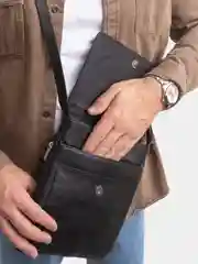 Хром сумка мужская кожаная через плечо, кросс-боди на плечо, черная мужская сумка планшет