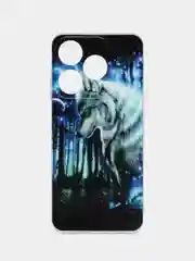 Синий силиконовый чехол на Tecno Spark 10/10C / Текно Спарк 10/10С прозрачный, с рисунком