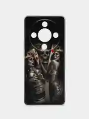 Оливковый силиконовый чехол на Honor X9B / Хонор X9B прозрачный, с рисунком, защита камеры