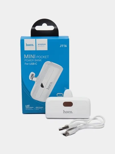 Повербанк с дисплеем Hoco J116, 5000 мАч, разъём Type-C, power bank, внешний аккумулятор