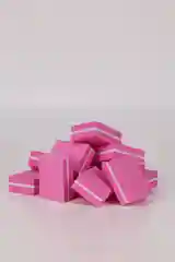 Розовый двусторонний мини баф для ногтей для маникюра и педикюра, 100/180 / FOXY EXPERT