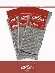 Серый носки мужские OMSA ACTIVE 115 высокие в рубчик набор 3 пары
