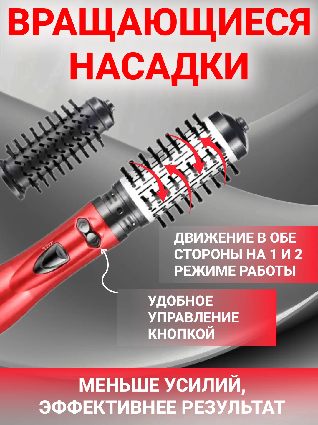 Фен-стайлер расческа керамическая для укладки, выпрямления./ Брашинг с вращением