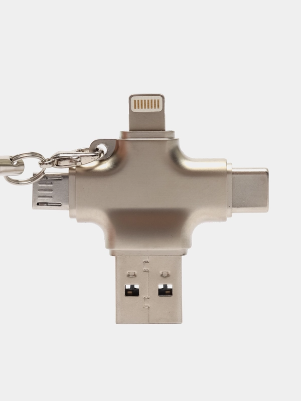 4 в 1: Картридер - переходник USB-A на USB TYPE-C, microUSB, Lightning