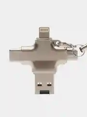 4 в 1: Картридер - переходник USB-A на USB TYPE-C, microUSB, Lightning
