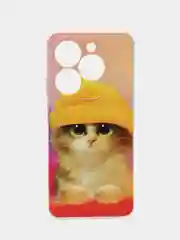 Желтый силиконовый чехол на Itel P55 / Ител Р55 прозрачный, с рисунком, защита камеры