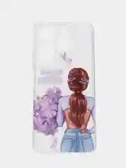 Сиреневый силиконовый чехол на Tecno Spark 10 Pro / Текно Спарк 10 Про прозрачный, с рисунком