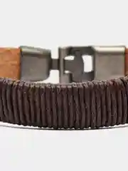 Коричневый браслет кожаный с пряжками