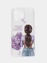 Сиреневый силиконовый чехол на Realme C53/C51/Note 50 / Реалми С53/С51/Нот 50 прозрачный, с рисунком