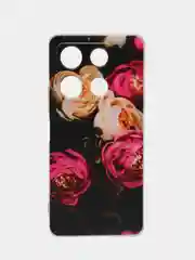 Кораллово-розовый силиконовый чехол на Infinix Note 30 Pro / Инфиникс Нот 30 Про прозрачный, с рисунком
