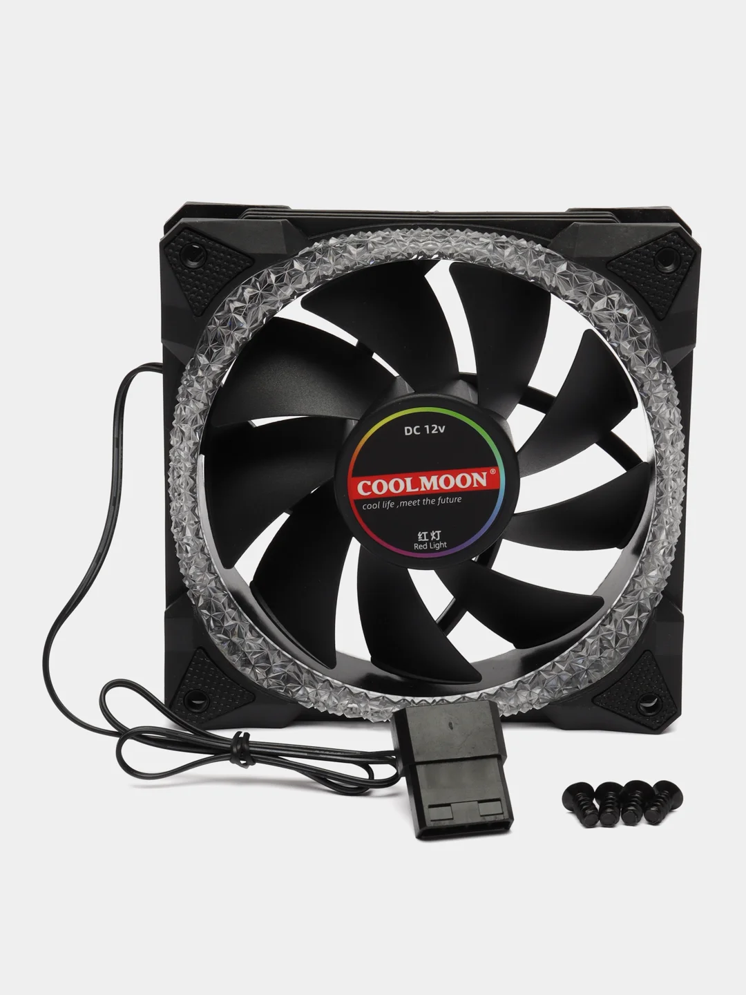 Красный кулер для ПК Coolmoon RGB / вентилятор для ПК с подсветкой / корпусный вентилятор