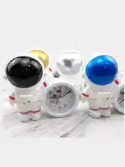 Серебряный часы будильник, настольные, Космонавт