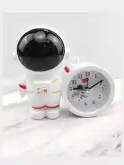 Серебряный часы будильник, настольные, Космонавт