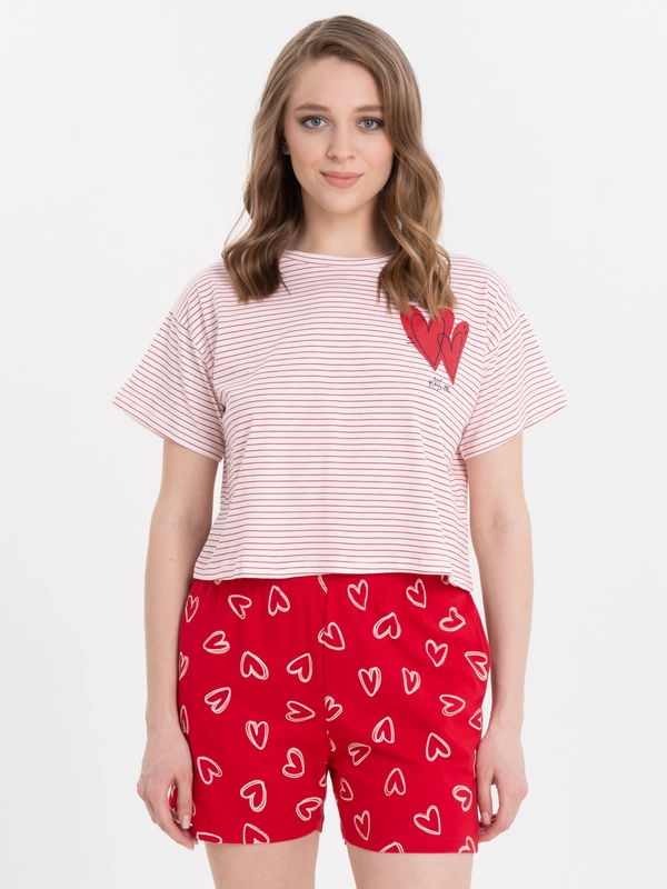 Комплект женский: футболка, шорты, хлопок 100% HOME CLOTHES "D&I"