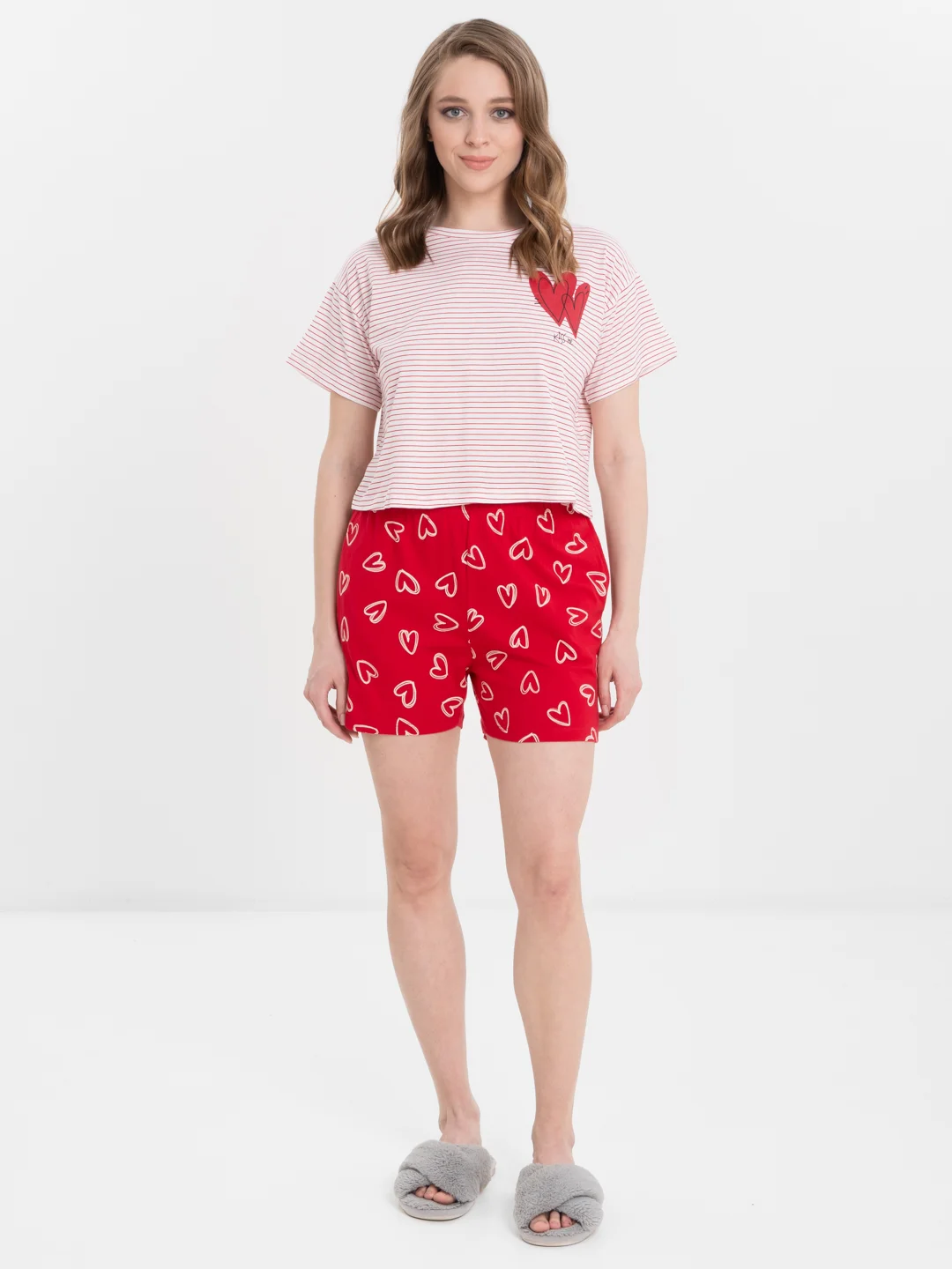 Комплект женский: футболка, шорты, хлопок 100% HOME CLOTHES "D&I"