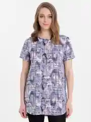 Аметистовый костюм женский с бриджами и удлиненной футболкой