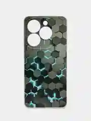 Бирюзовый силиконовый чехол на Itel P55 / Ител Р55 прозрачный, с рисунком, защита камеры