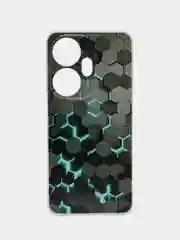 Бирюзовый силиконовый чехол на Itel P55 Plus 4G / Ител Р55 Плюс 4G прозрачный, с рисунком