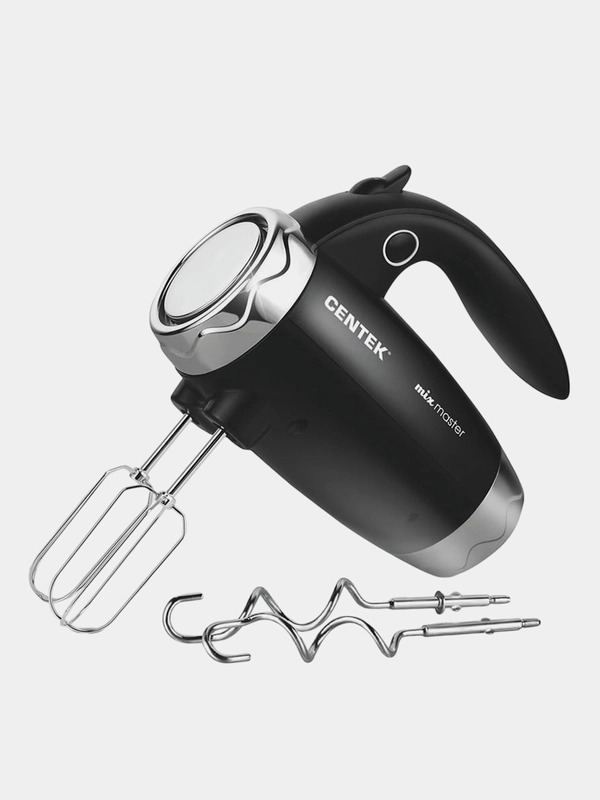 Миксер Centek CT-1115, черный/хром, 350 Вт, 6 скоростей+турбо, взбивание и замешивание
