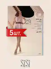 Черный колготки женские SiSi MIA 40 den классические, набор 5 пар