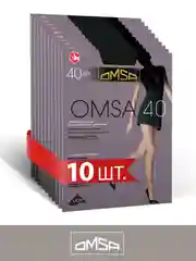 Черный колготки женские OMSA NEW 40 den классические, с шортиками комплект 10 пар